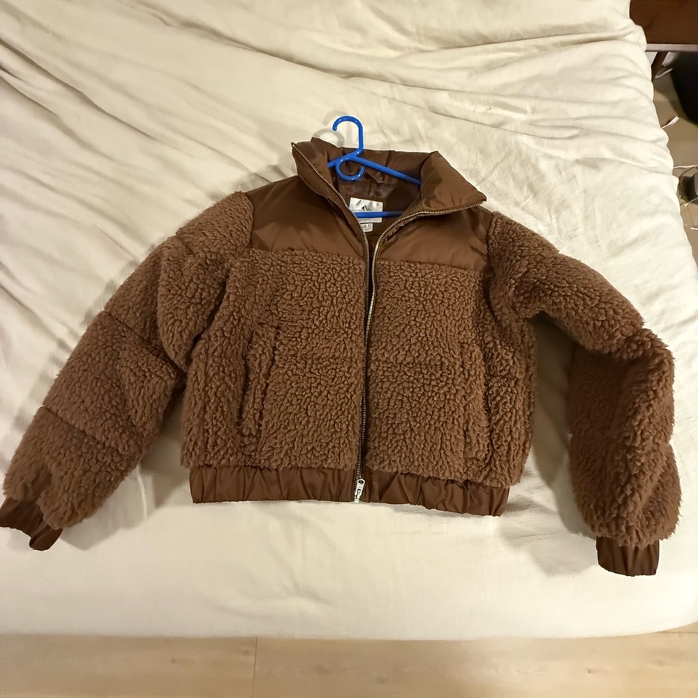 Abercrombie & Fitch Brown Cropped Puffer Jacket